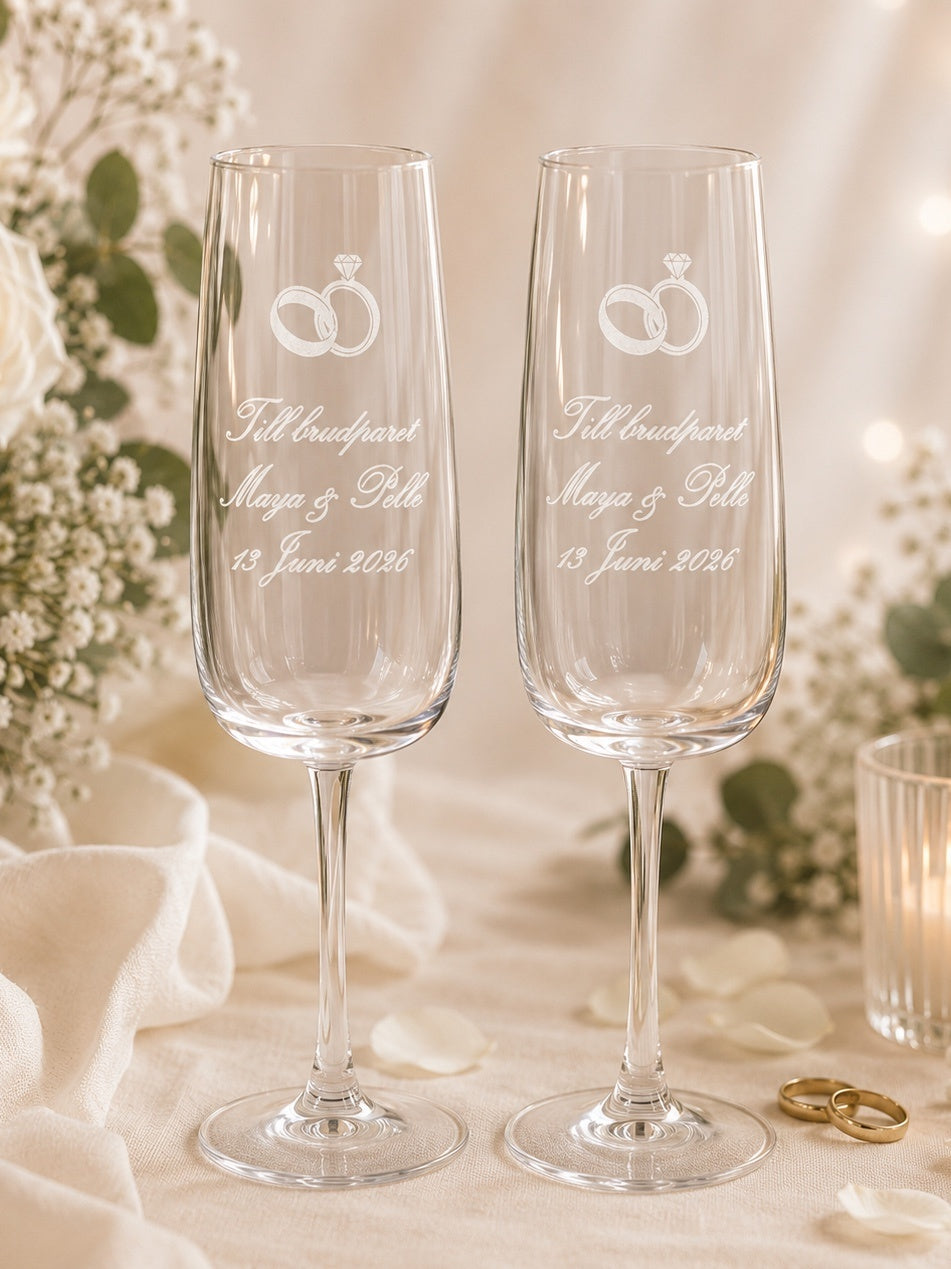 1 Par Champagneglas Brudpar