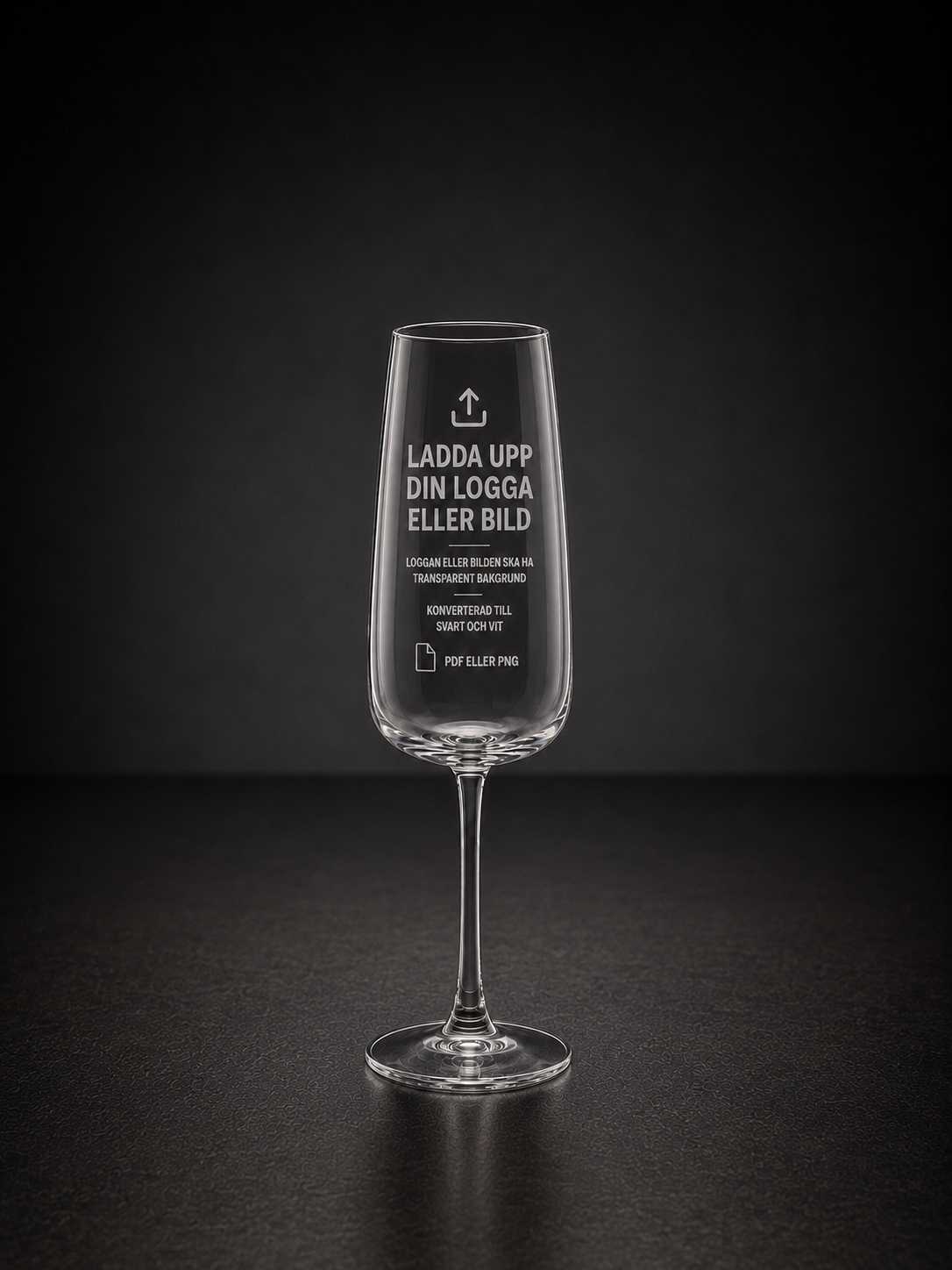 Champagneglas med egen logotyp